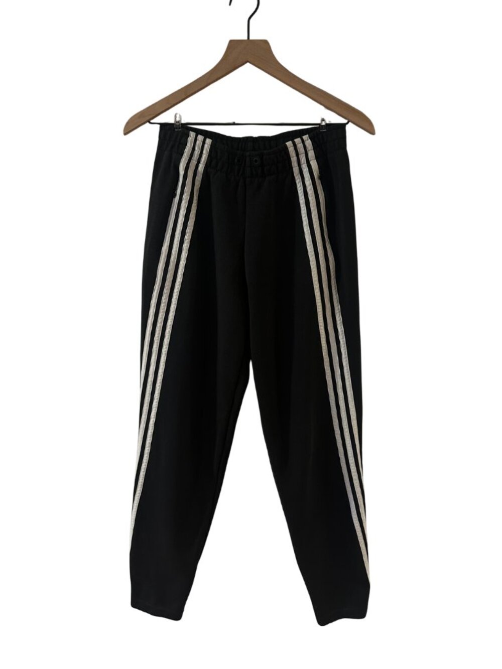 Adidas High Waist Three Stripe Twist Cotton Blend Track Pants